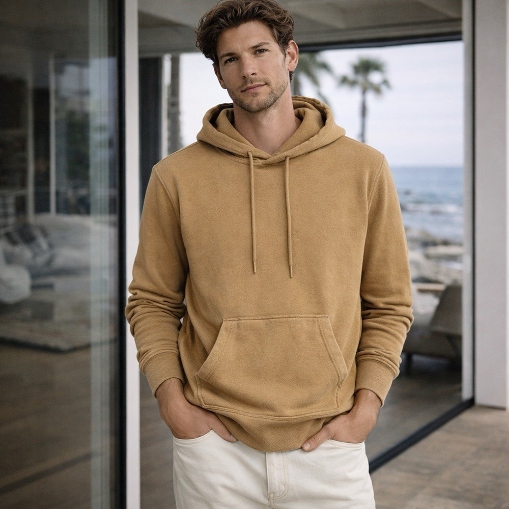 Madewell Mens Pullover Hoodie L Mustard Cotton LI830 heavyweight Soft